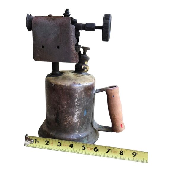 Antique C&L Clayton Lambert Brass Blow Torch Detroit USA Wood Handle Welding - Picture 7 of 8